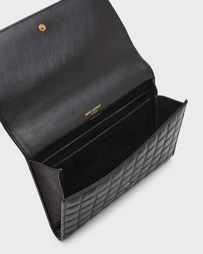 Yves Saint Laurent YSL Monogram Flap Clutch Bag in Quilted Smooth Leather 4