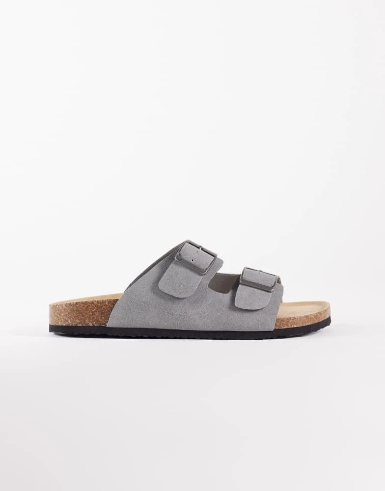 ASOS ASOS DESIGN two strap sandals with cork sole in grey 2