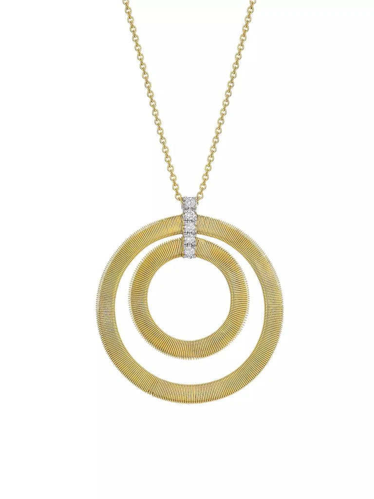 Marco Bicego Masai 18K Yellow Gold & Diamond Coil Concentric Circle Pendant Necklace 1