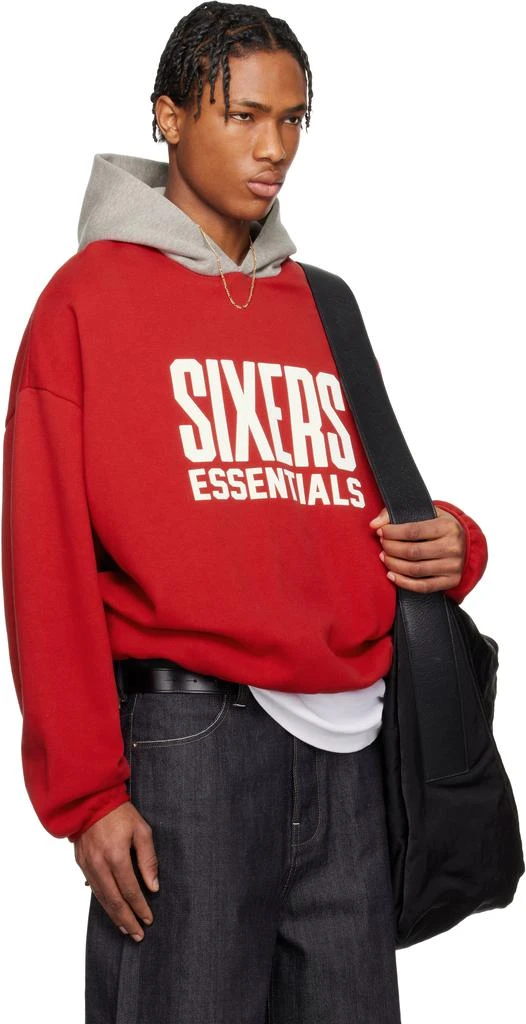 Essentials Red & Gray NBA Sixers Pull Over Hoodie 2