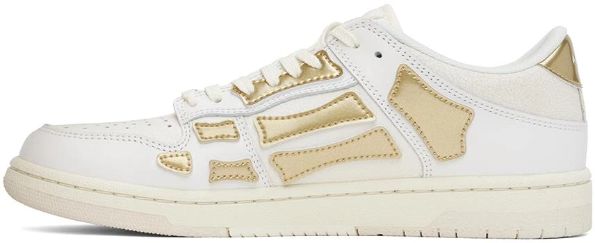 AMIRI White & Gold Metallic Skel Top Low Sneakers 3