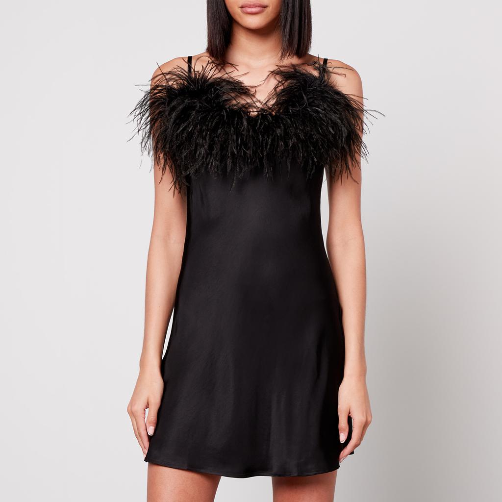 Sleeper Sleeper Boheme Feather-Trimmed Satin Mini Dress