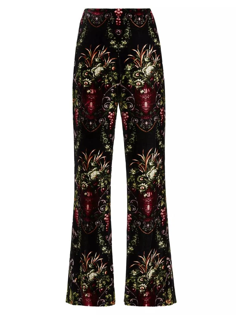 Cara Cara Firenze Floral Velvet Straight-Leg Pants 1