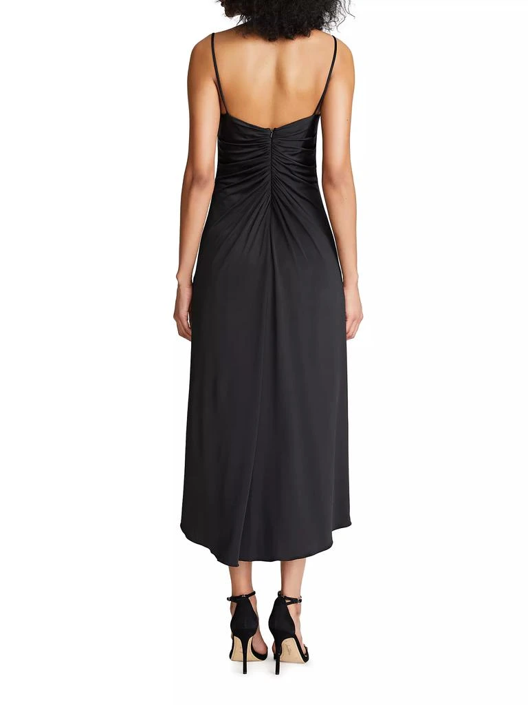 HALSTON Nadine Ruched Sheer-Jersey Midi-Dress 4