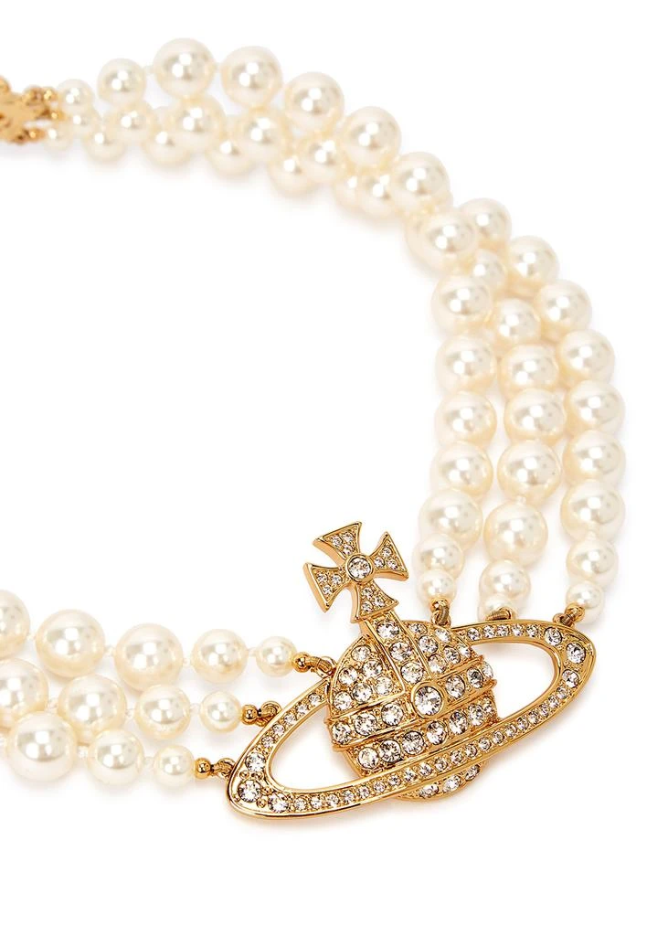 Vivienne Westwood Three Row Bas Relief faux pearl orb choker 3