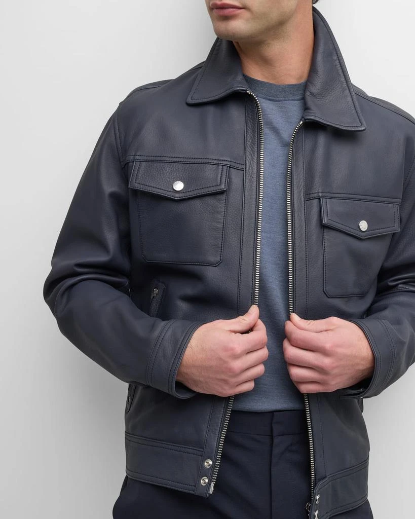 Hugo Boss Men's Leather Full-Zip Jacket 7