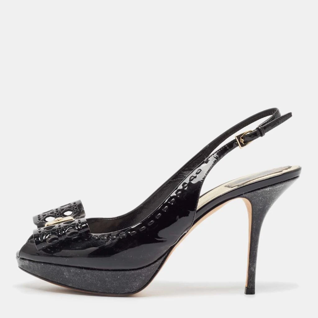 Dior Dior Black Patent Leather Peep Toe Slingback  Pumps Size 39.5 1