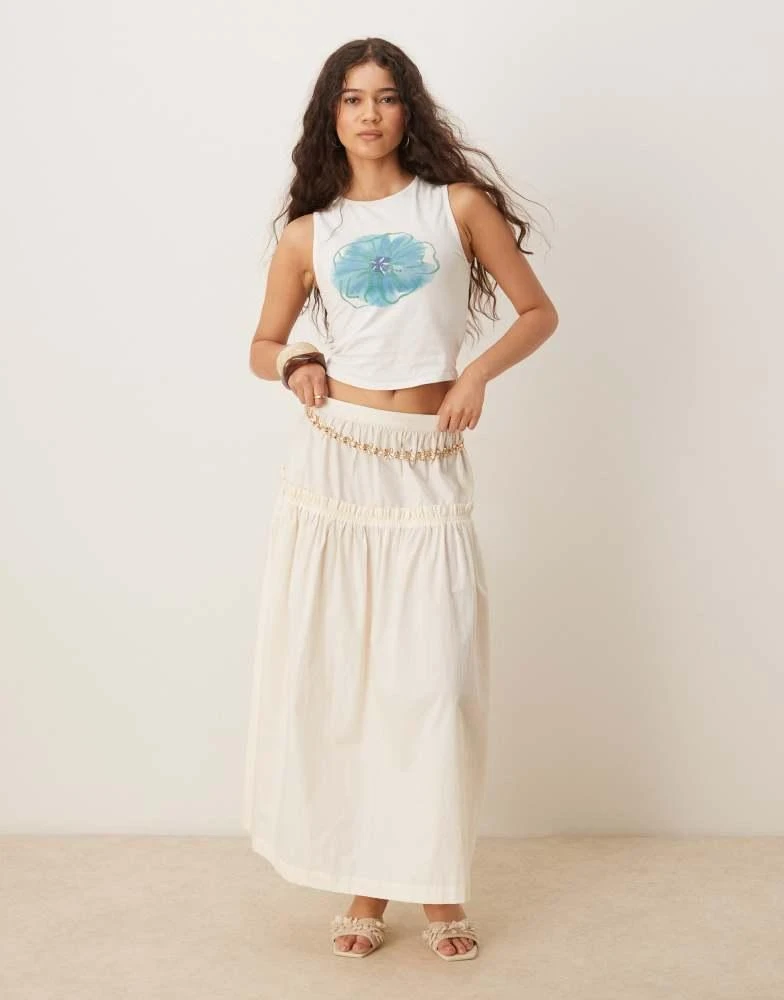 Motel Motel leen painted flower print tank top in ivory 2