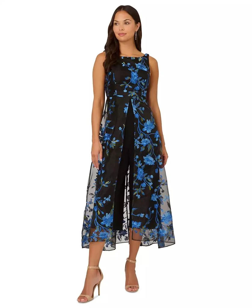 Adrianna Papell Women's Embroidered Mesh-Overlay Jumpsuit 1