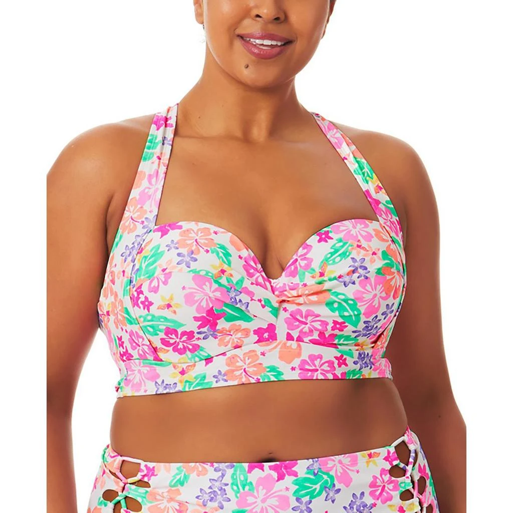 California Waves Plus Womens Floral Print Underwire Bikini Swim top 3