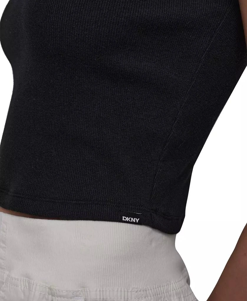DKNY Sport Women's Ribbed Notched-Neck Cropped T-Shirt 5