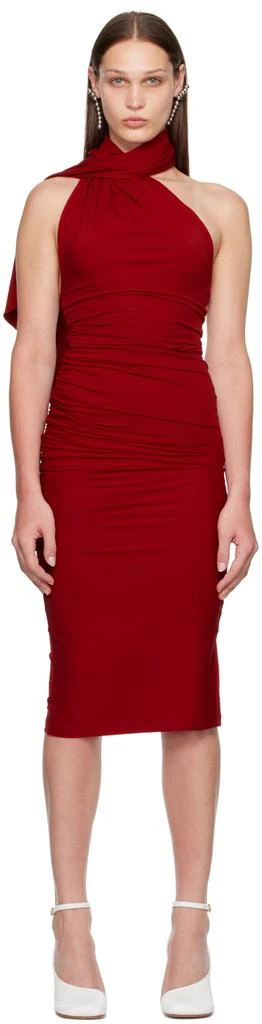SELASI Red Ruched Midi Dress 1