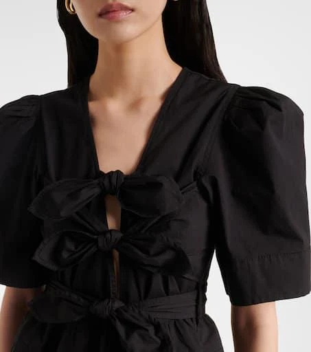 Ganni Bow-detail cotton-blend top 4