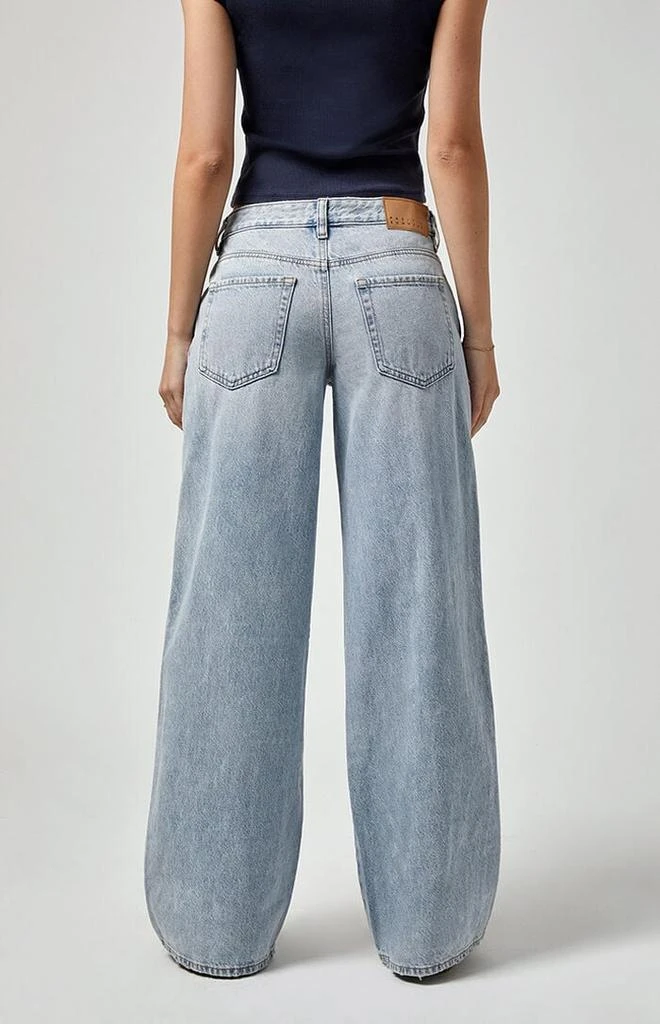 PacSun Casey Ripped Knee Low Rise Baggy Jeans Light Indigo 5