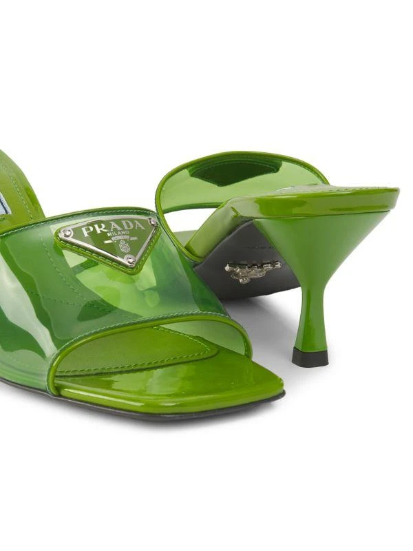 Prada 65MM Logo Leather Kitten Heel Mules 6