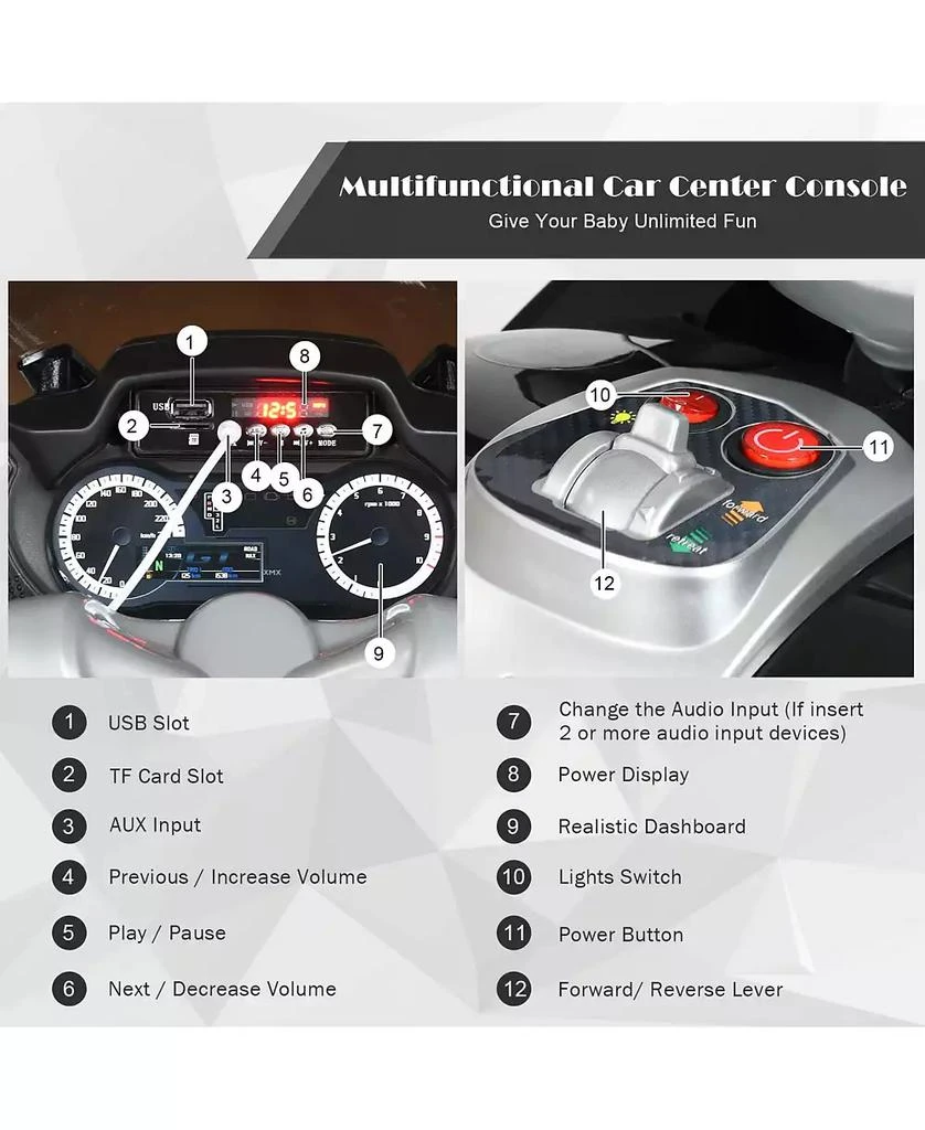 SUGIFT 12V Kids Ride On Motorcycle Electric Motor Bike 3