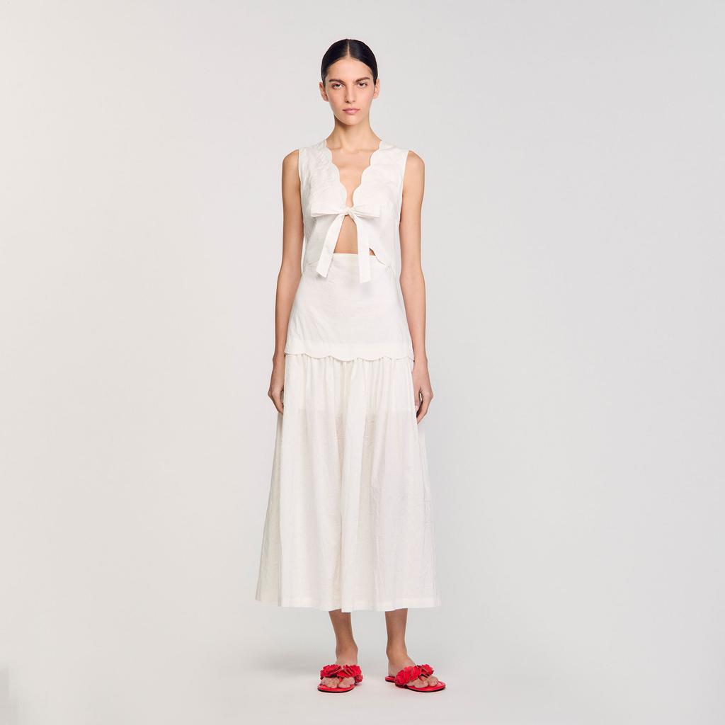 Sandro Crinkled maxi dress with bow
