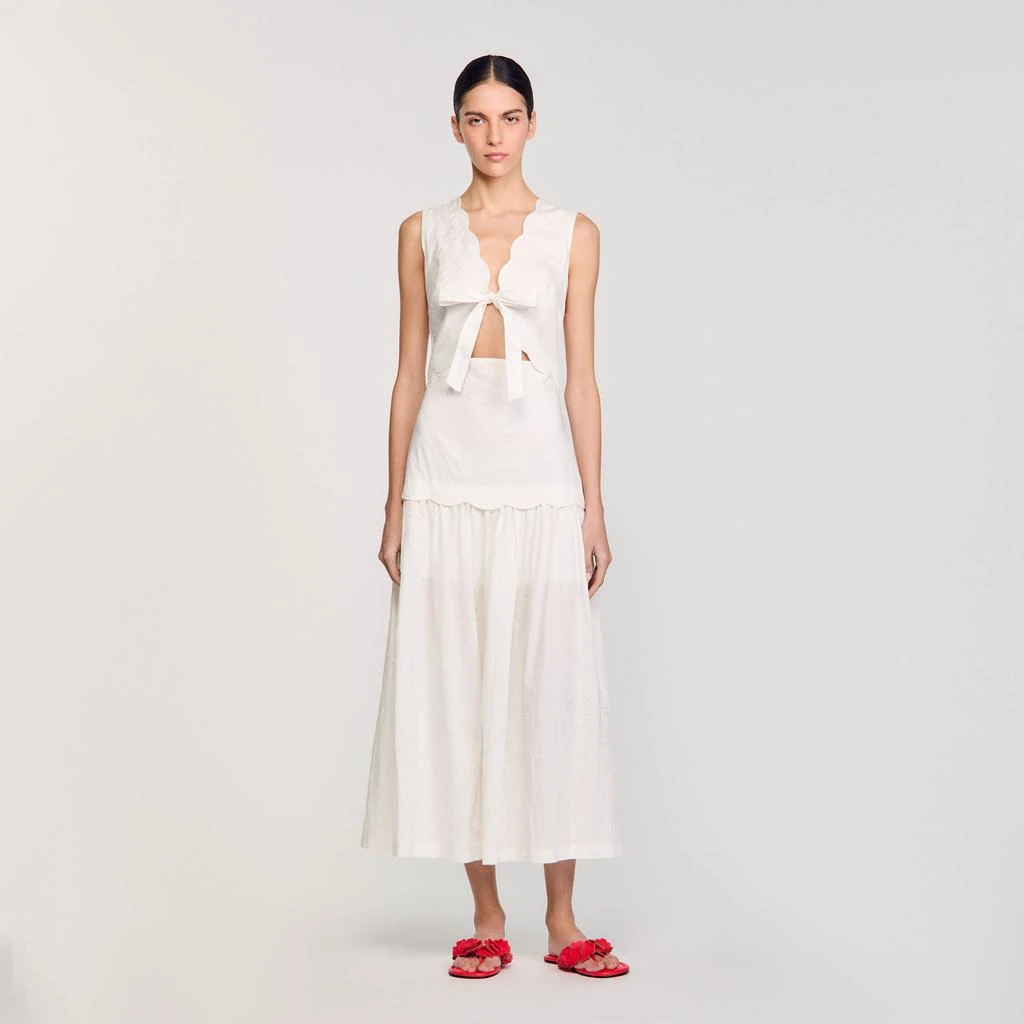Sandro Crinkled maxi dress with bow 1
