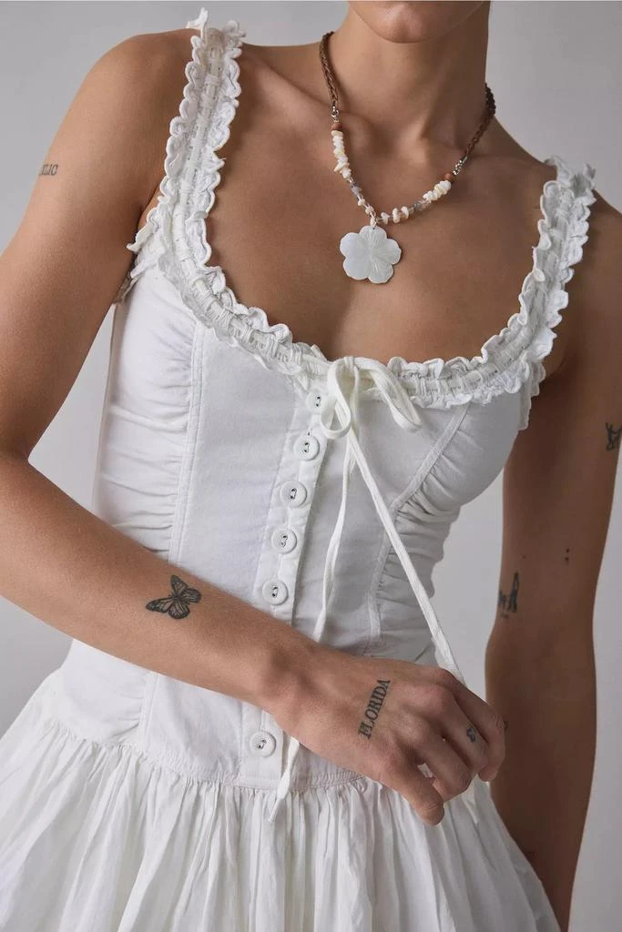 Ecote Ecote Olive Ruffled Drop Waist Milkmaid Mini Dress 2