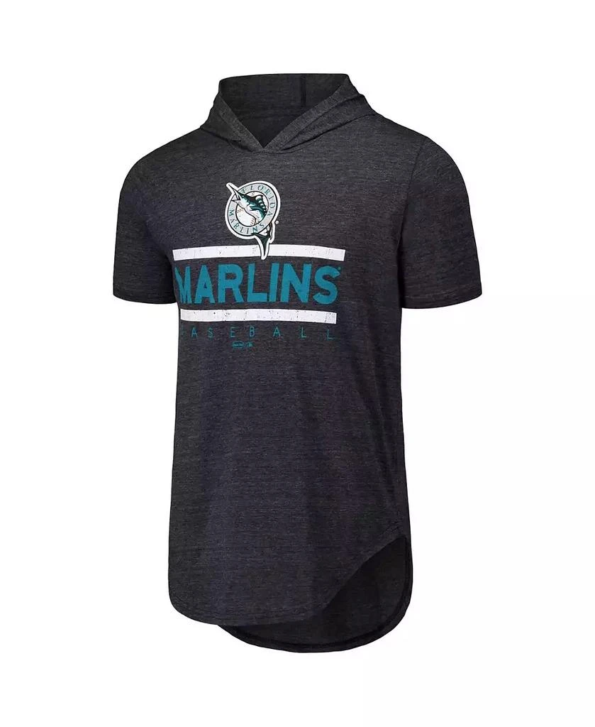 Majestic Men's Black Florida Marlins Tri-Blend Hoodie T-Shirt 3