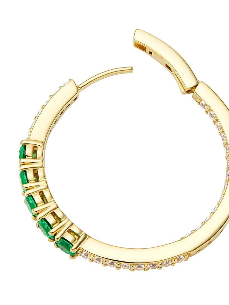 Adriana Orsini Loveall 18K-Gold-Plated, Cubic Zirconia, 
Faux Emerald Medium Hoop Earrings 3