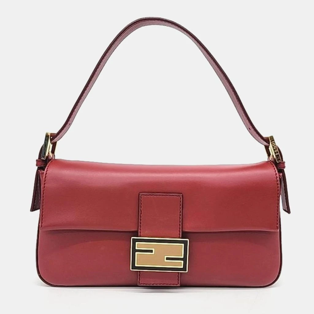 Fendi Fendi Red Leather Baguette Top Handle Bag 1