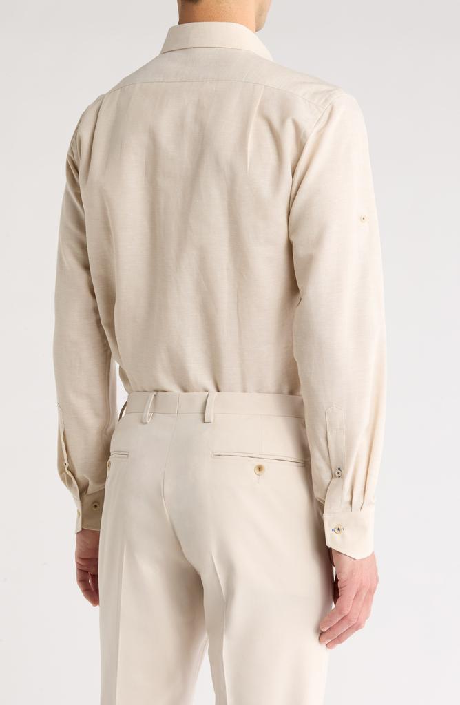 Lorenzo Uomo Trim Fit Textured Cotton & Linen Dress Shirt