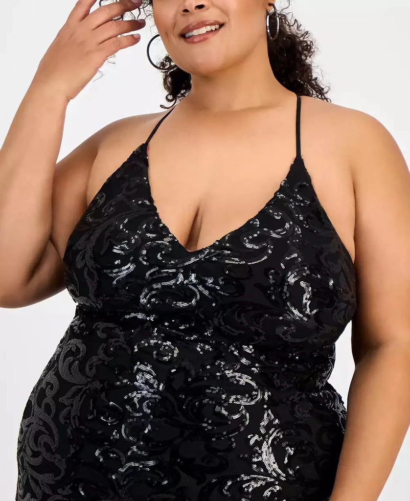 pear culture Trendy Plus Size Patterned Sequin A-Line Dress 5