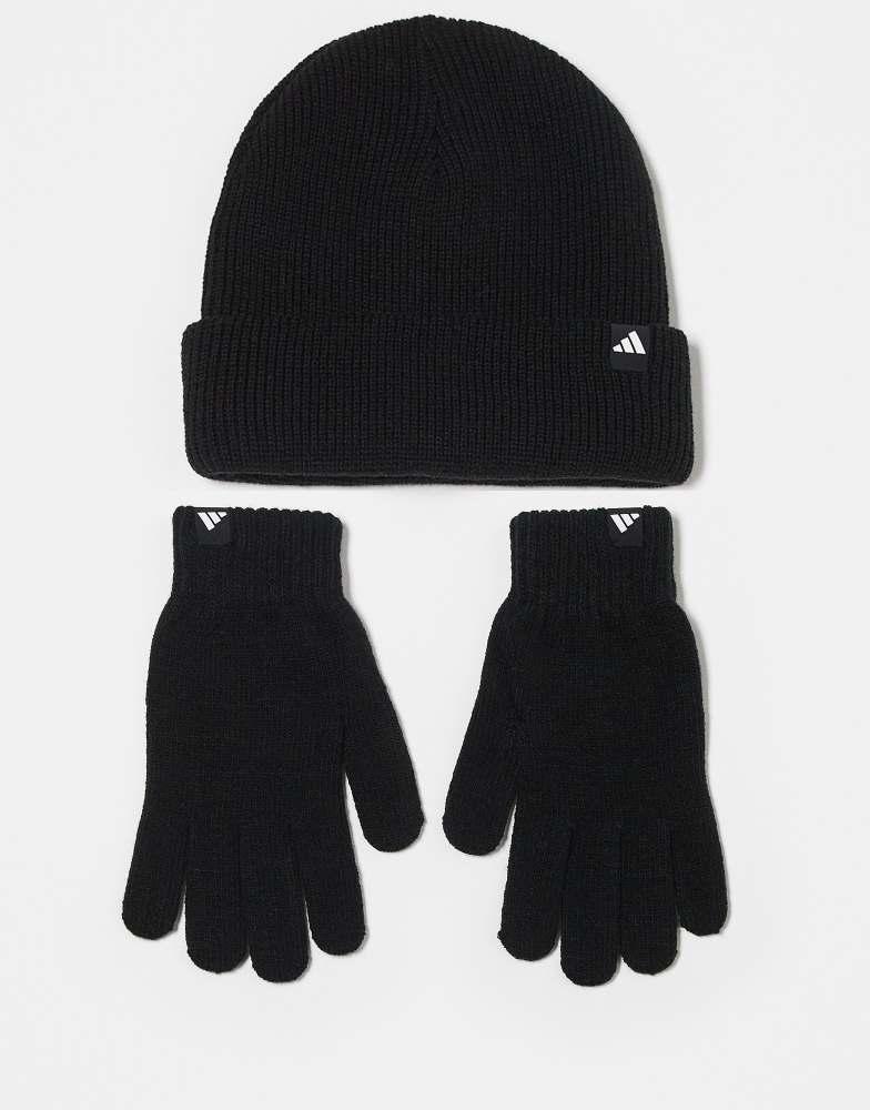 Adidas adidas Training glove and beanie gift set in black