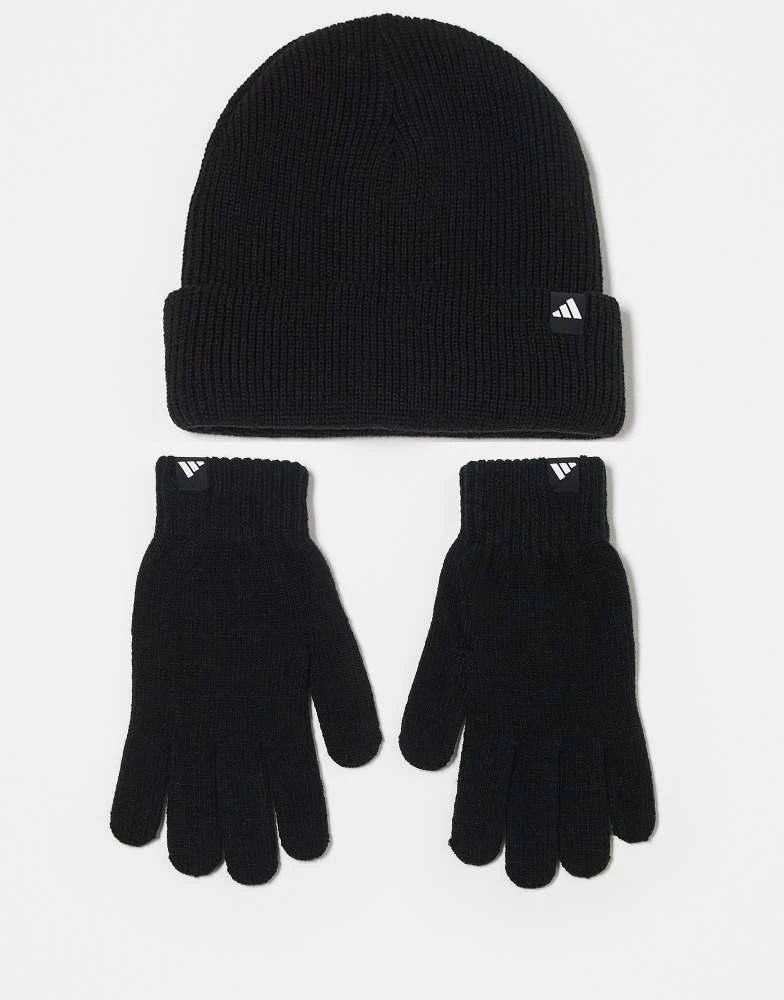 Adidas adidas Training glove and beanie gift set in black 1