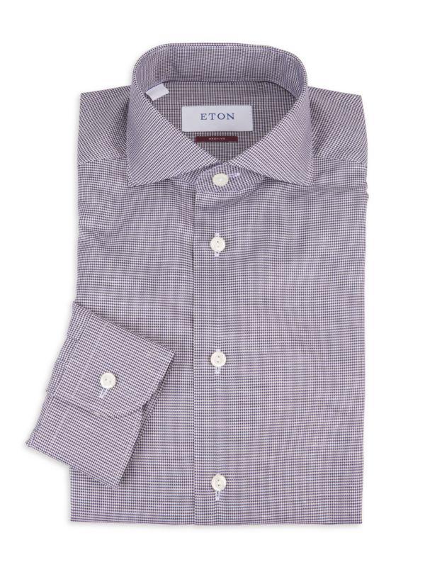 Eton Houndstooth Print Dress Shirt