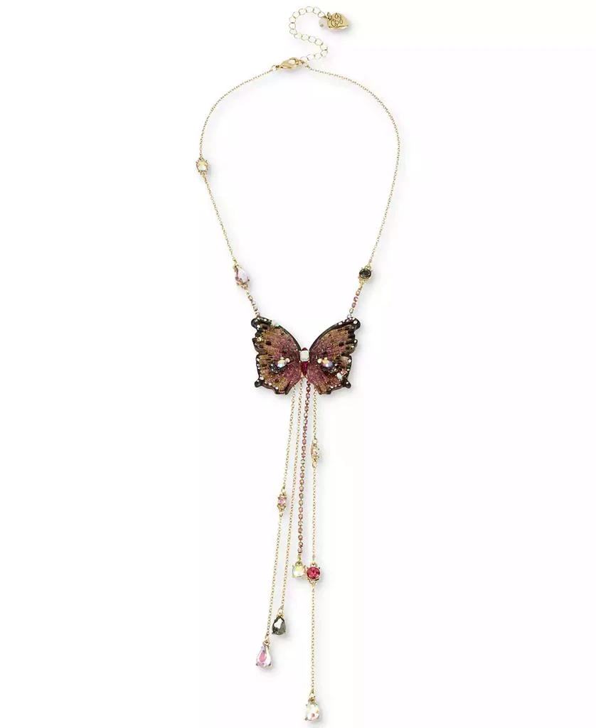 Betsey Johnson Gold-Tone Bead & Butterfly 16" Lariat Necklace 1