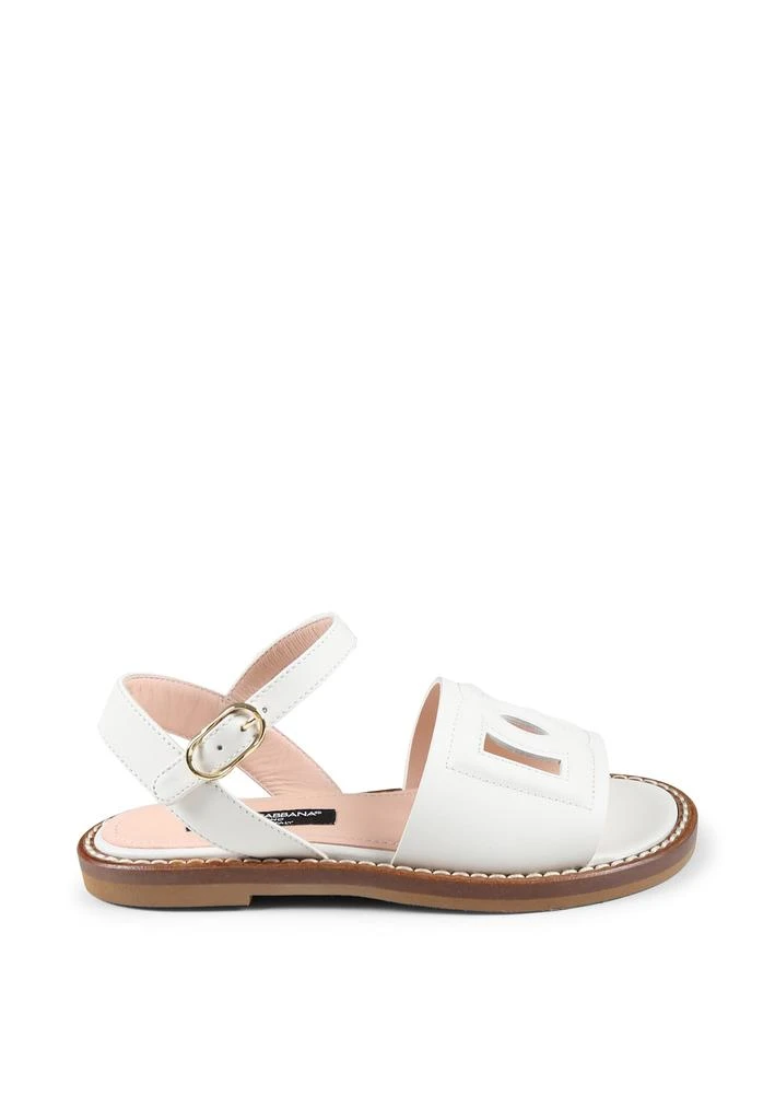 Dolce & Gabbana White Sandals For Girl With Dg Logo 1