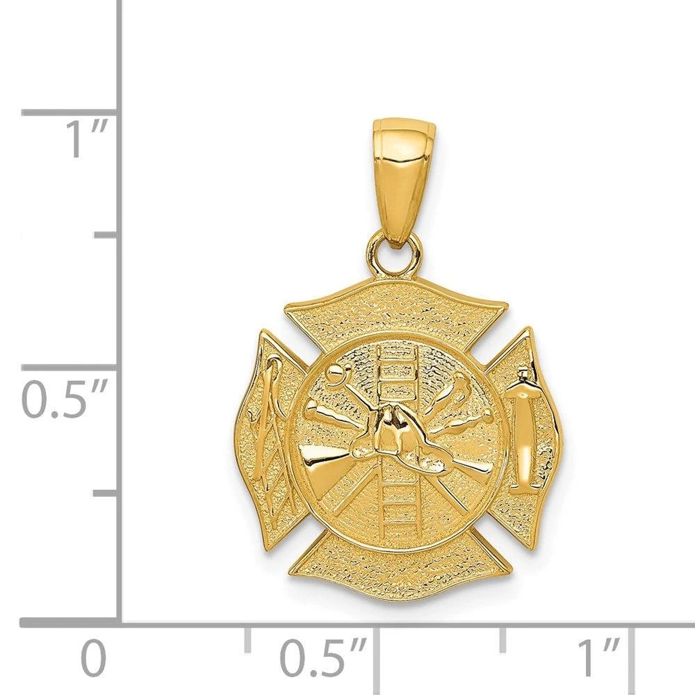 Diamond2Deal 14k Yellow Gold Reversible Fire Department Shield Pendant 4