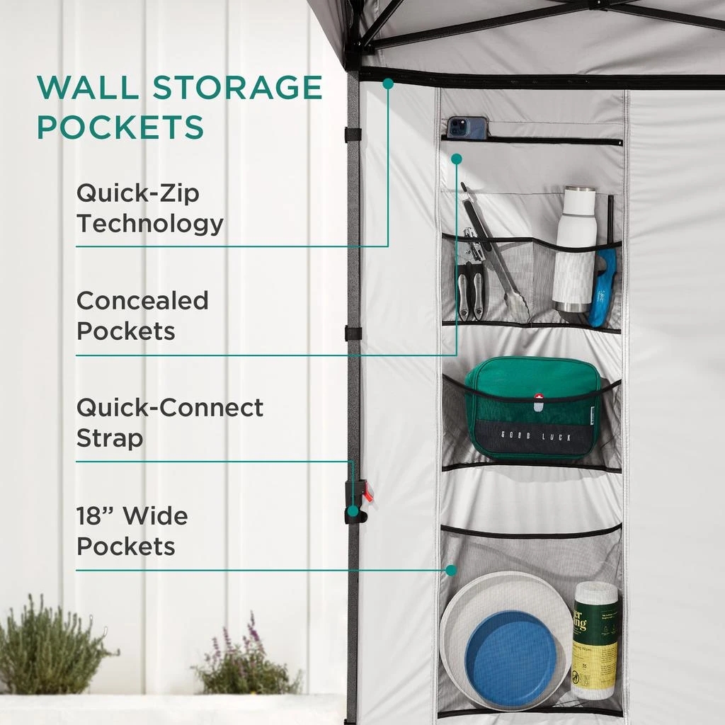 Best Choice Products 10x10ft Easy Setup Pop Up Canopy, Portable Tent w/ Side Wall, 1-Button Push, Case 3
