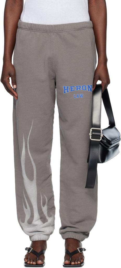 Heron Preston Gray 'Heron Law' Flames Sweatpants