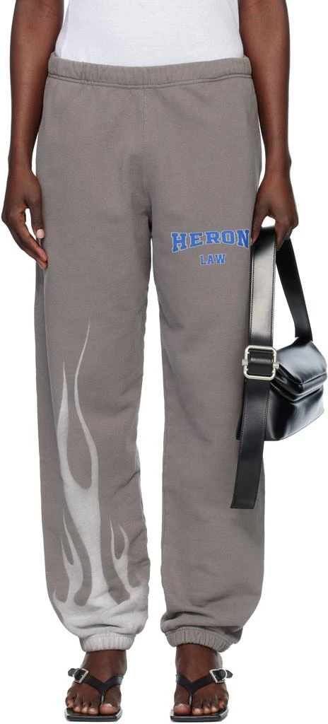 Heron Preston Gray 'Heron Law' Flames Sweatpants 1