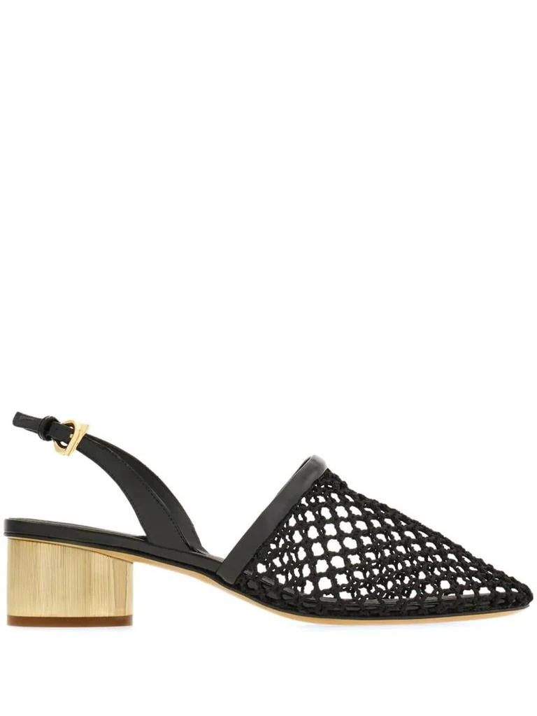Salvatore Ferragamo Salvatore Ferragamo Kay 40 Mesh And Leather Slingback Shoes 1
