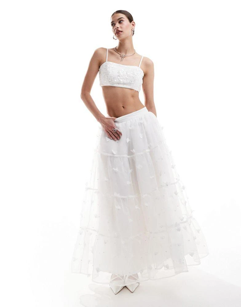Sister Jane Dream Sister Jane Bridal floral pearl embellished maxi skirt co-ord in ivory 1