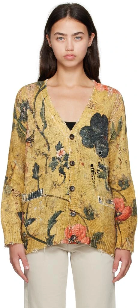 R13 Yellow Printed Boyfriend Cardigan 1