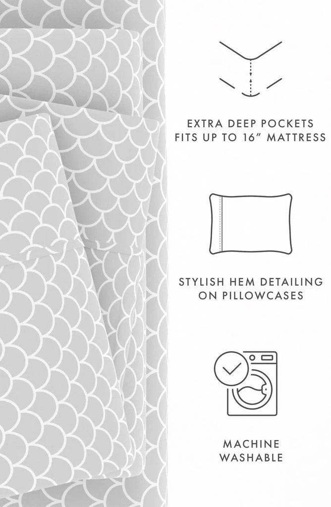 HOMESPUN Premium Ultra Soft Scallops Pattern 4-Piece Bed Sheet Set 6