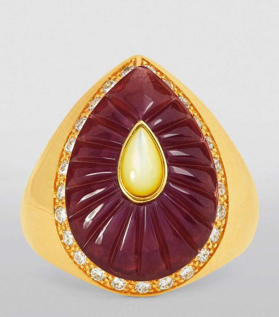 L'ATELIER NAWBAR Yellow Gold, Diamond and Amethyst Bond Street Pinky Ring 3
