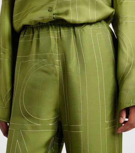 Totême Monogram silk twill wide-leg pants 4