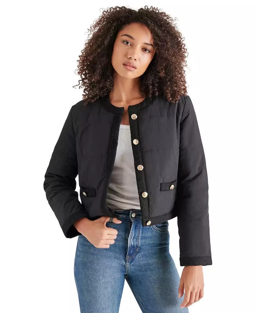 Steve Madden Women's Coppelia Tweed-Trim Puffer Jacket 1