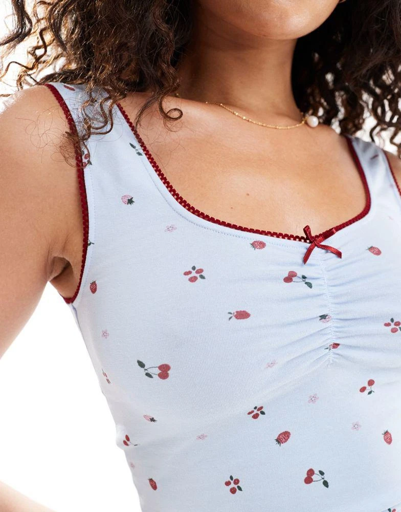 ASOS ASOS DESIGN fruit ditsy print vest and short pyjama set in blue 3