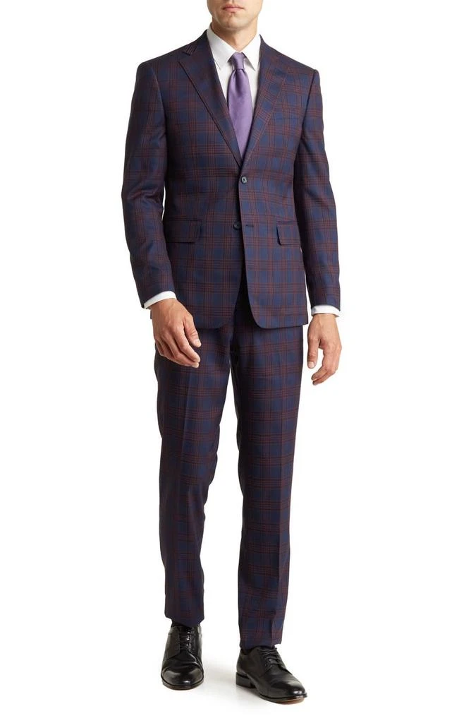 English Laundry Trim Fit Plaid Two-Button Suit 1