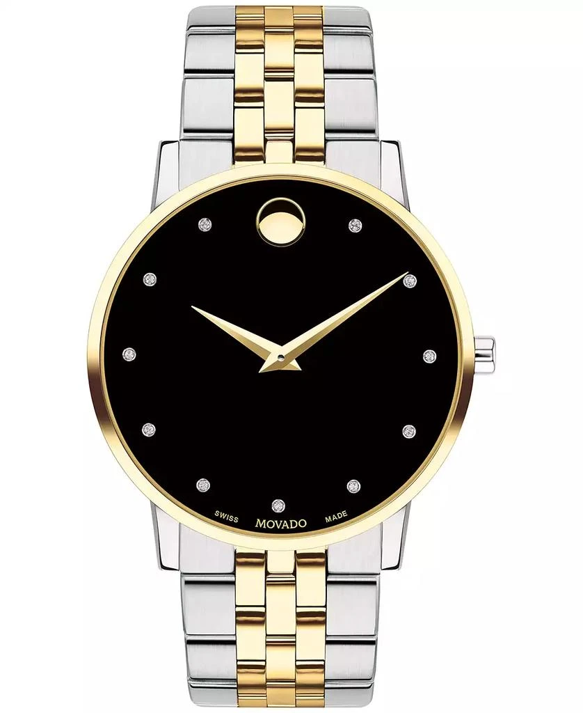 Movado Men's Swiss Museum Classic Diamond-Accent Two-Tone PVD Stainless Steel Bracelet Watch 40mm 1