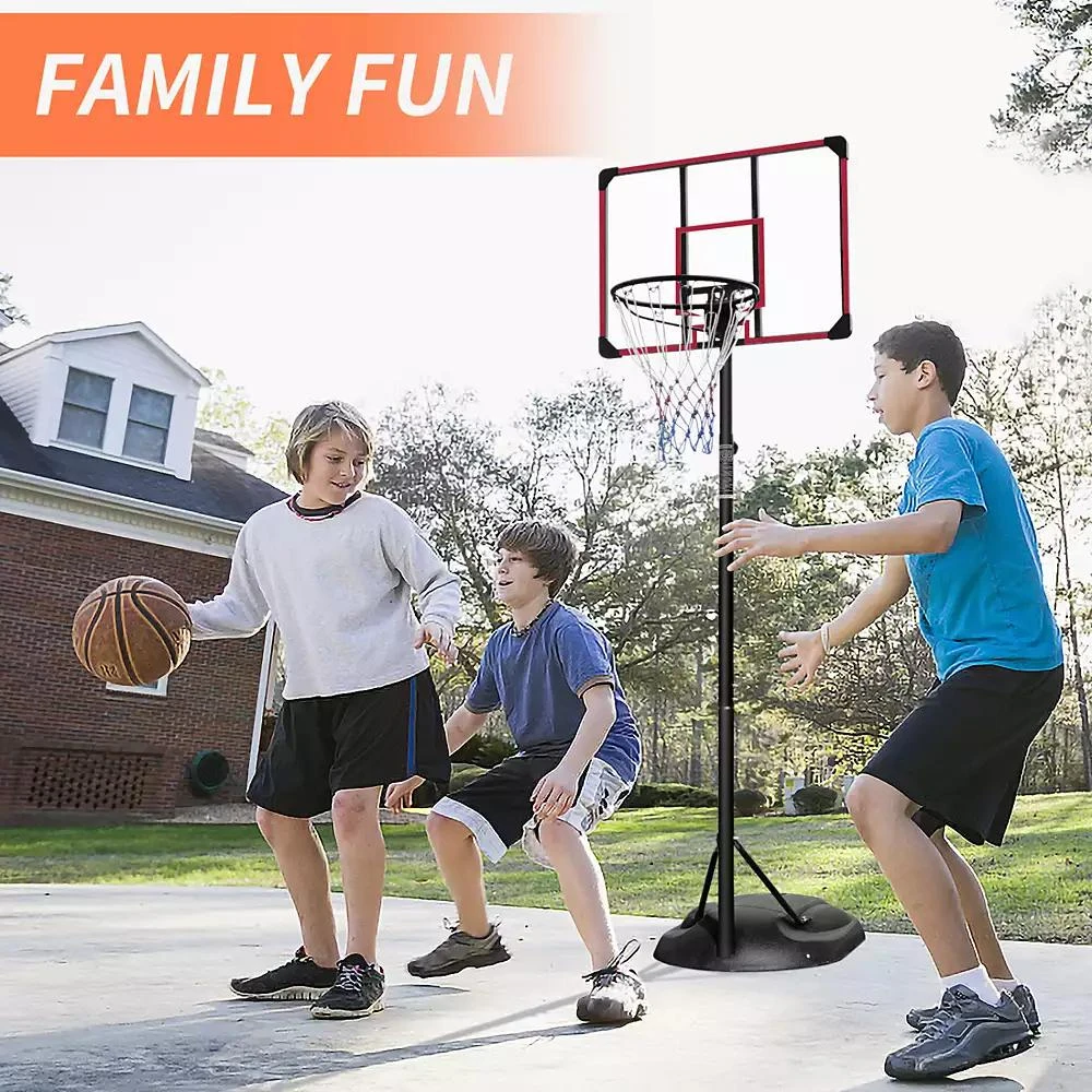 Streamdale Furniture Streamdale Adjustable 7.5-9.2FT Basketball Hoop with Backboard 
Wheels 3
