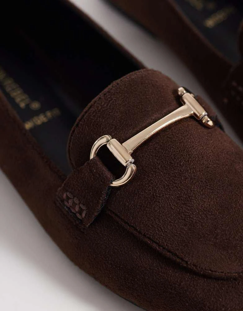 London Rebel Wide Fit London Rebel Wide Fit Nori buckle detail loafer in choc micro 3