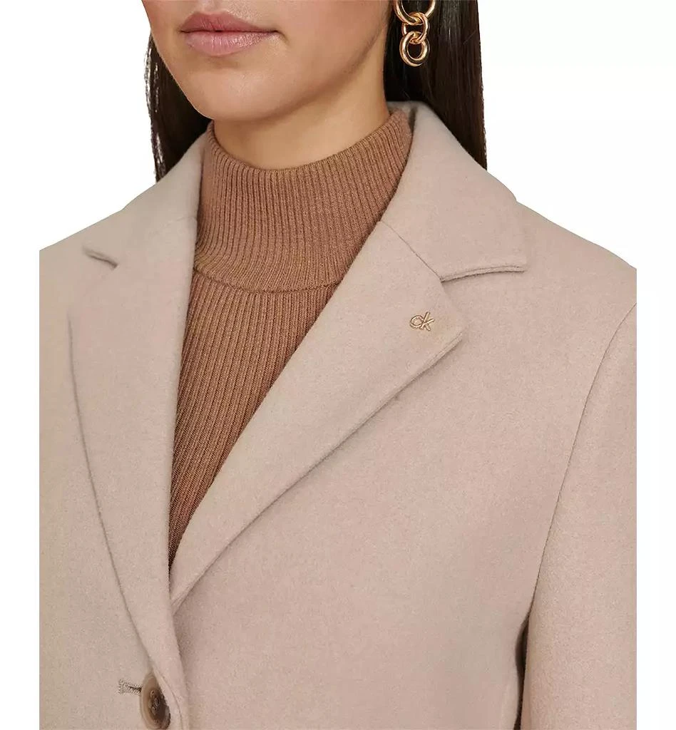 Calvin Klein Petite Notched-Collar Single-Breasted Coat 4